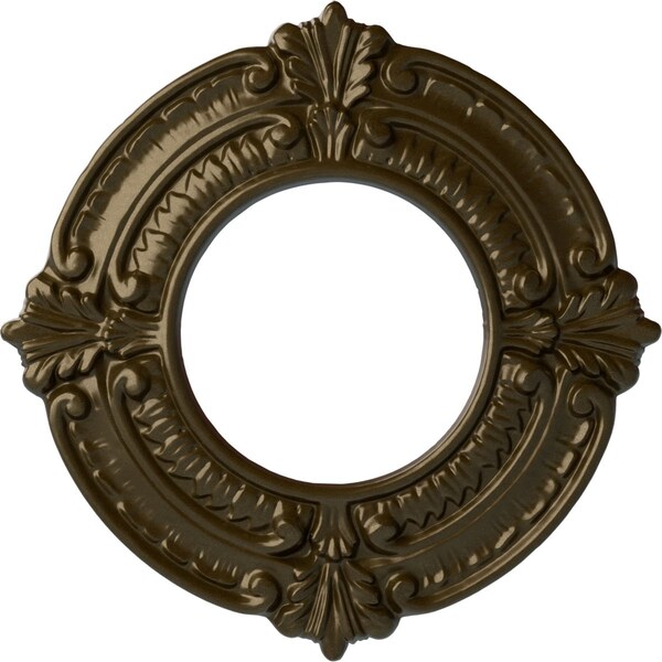 Ekena Millwork Benson Ceiling Medallion (Fits Canopies up to 4 1/8"), Hand-Painted Brass, 9"OD x 4 1/8"ID x 5/8"P CM09BNBRS - main